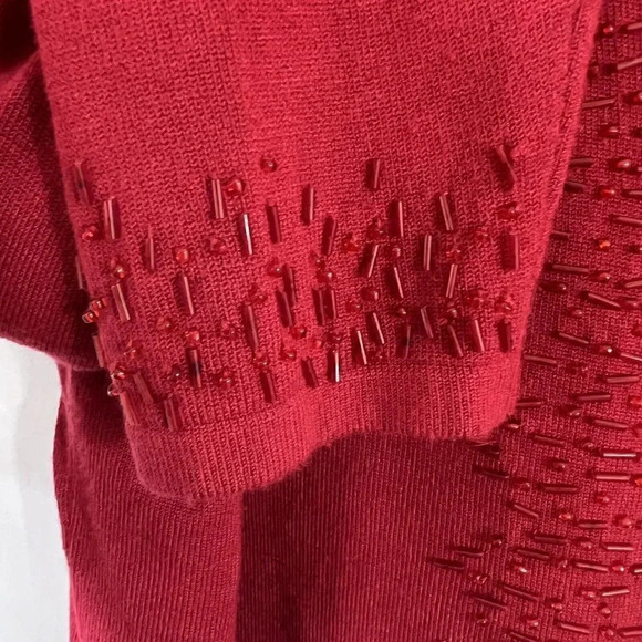 Covington Red Beaded Cardigan Sweater Womens 16/18W Long Sleeve Hook and Eye - Picture 5 of 10